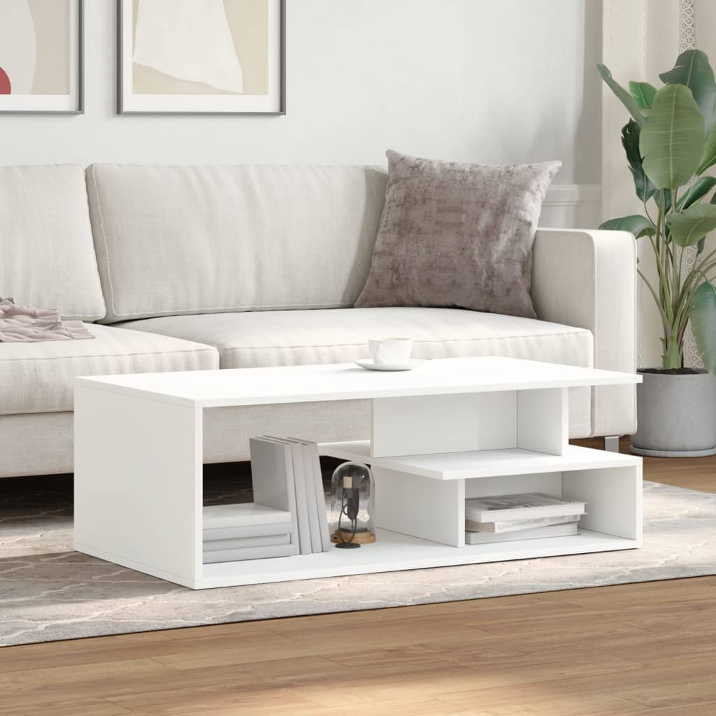 Table basse blanc 102x55x35 cm bois d'ingénierie - XIOS