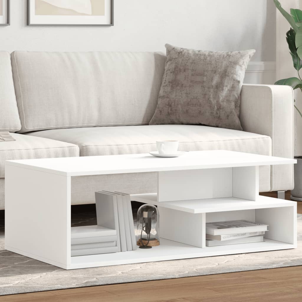 Table basse blanc 102x55x35 cm bois d'ingénierie - XIOS