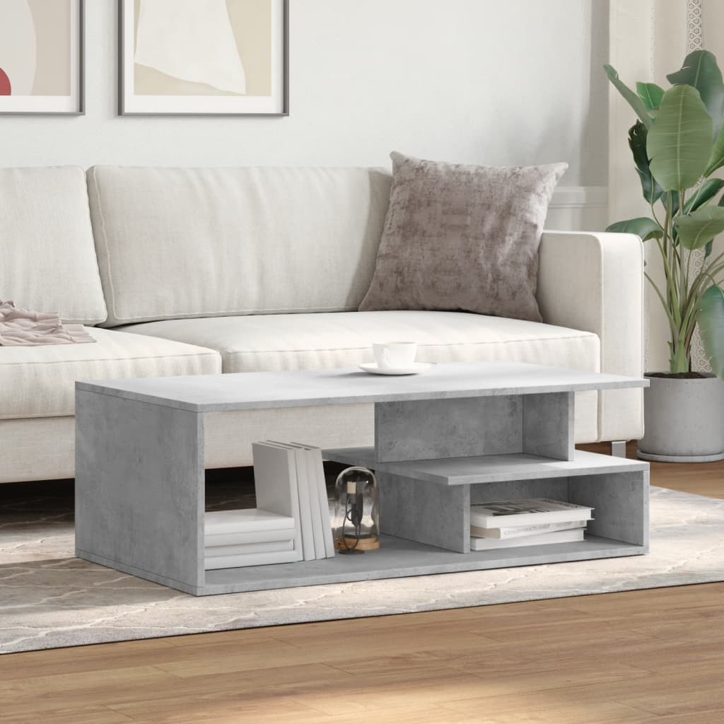 Table basse gris béton 102x55x35 cm bois d'ingénierie - XIOS
