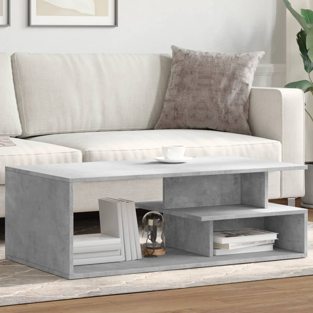 Table basse gris béton 102x55x35 cm bois d'ingénierie - XIOS