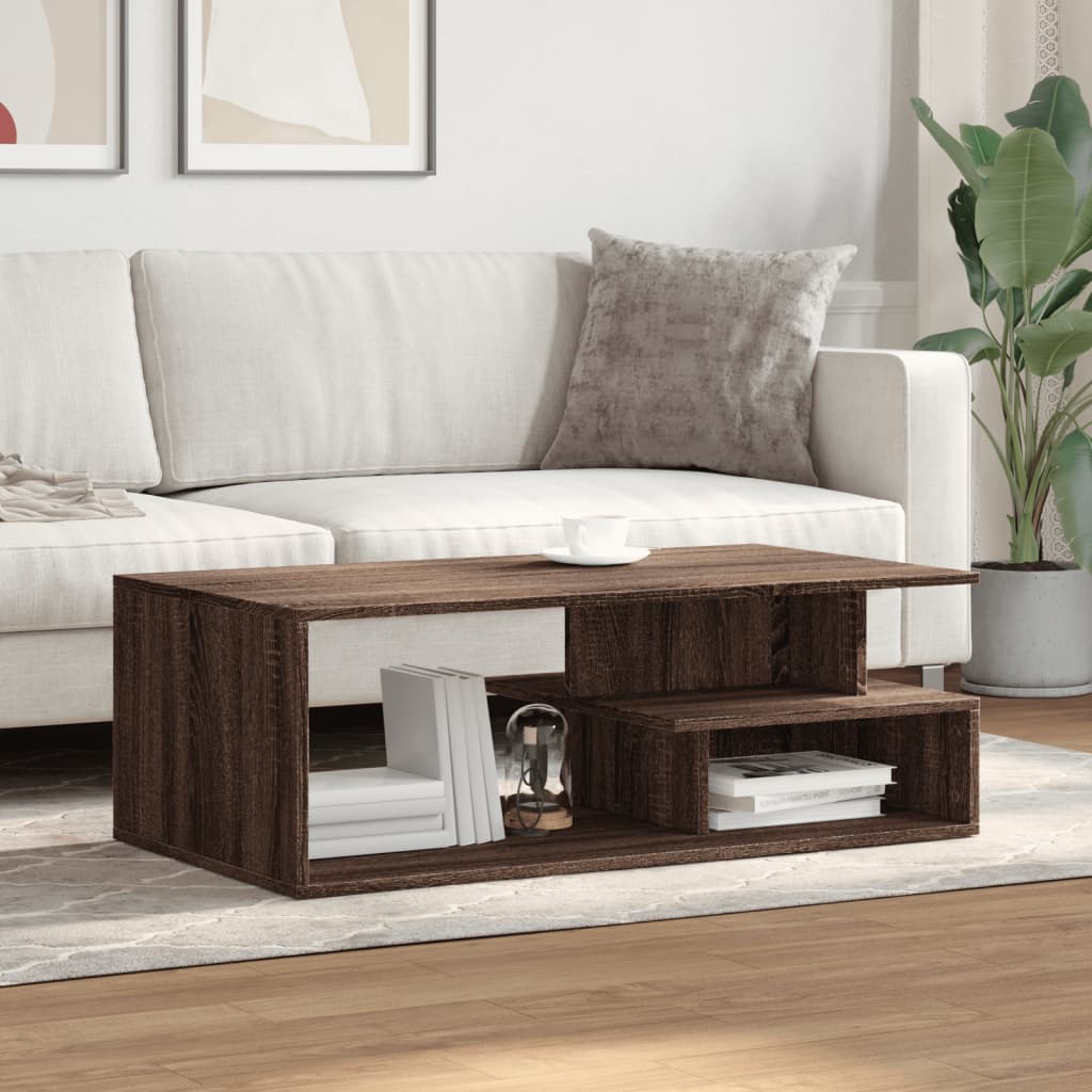 Table basse chêne marron 102x55x35 cm bois d'ingénierie - XIOS