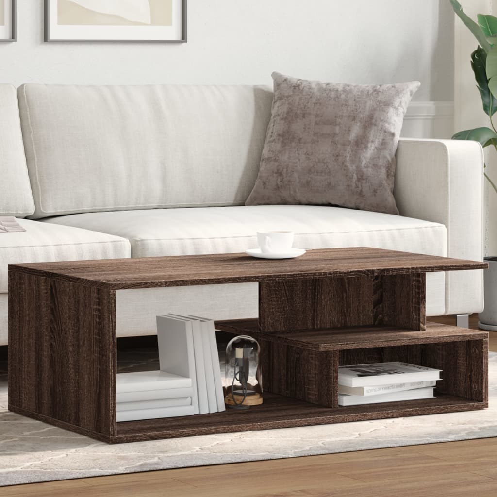 Table basse chêne marron 102x55x35 cm bois d'ingénierie - XIOS