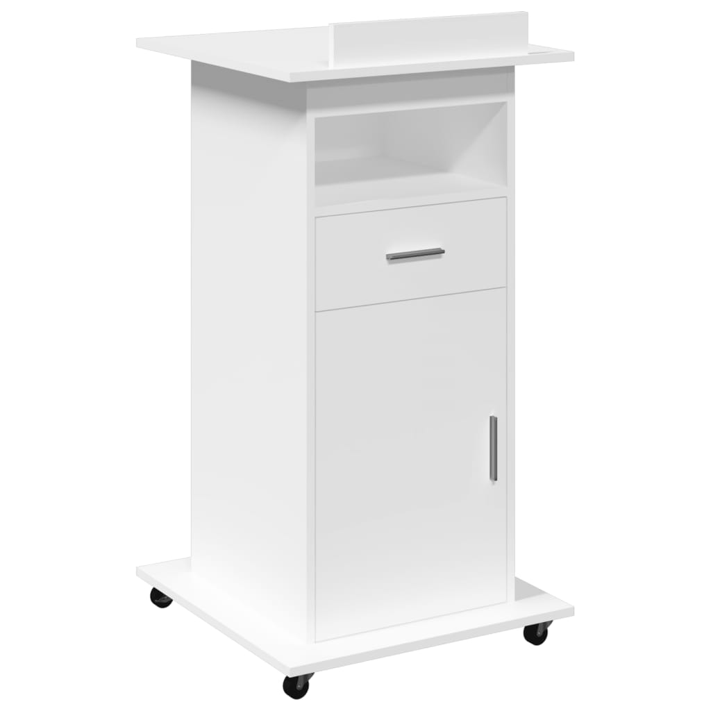 Pupitre et roues et tiroir blanc 55x55x107 cm bois d'ingénierie Bureaux vidaXL
