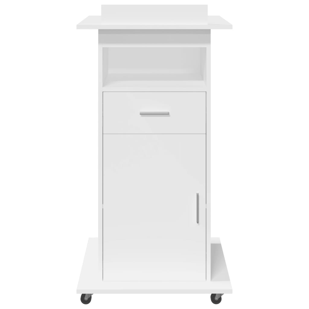 Pupitre et roues et tiroir blanc 55x55x107 cm bois d'ingénierie Bureaux vidaXL