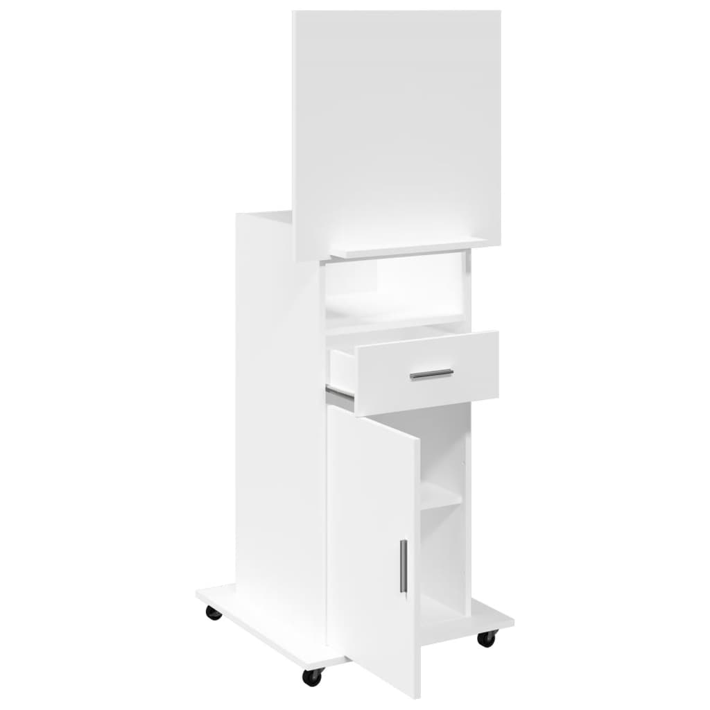 Pupitre et roues et tiroir blanc 55x55x107 cm bois d'ingénierie Bureaux vidaXL