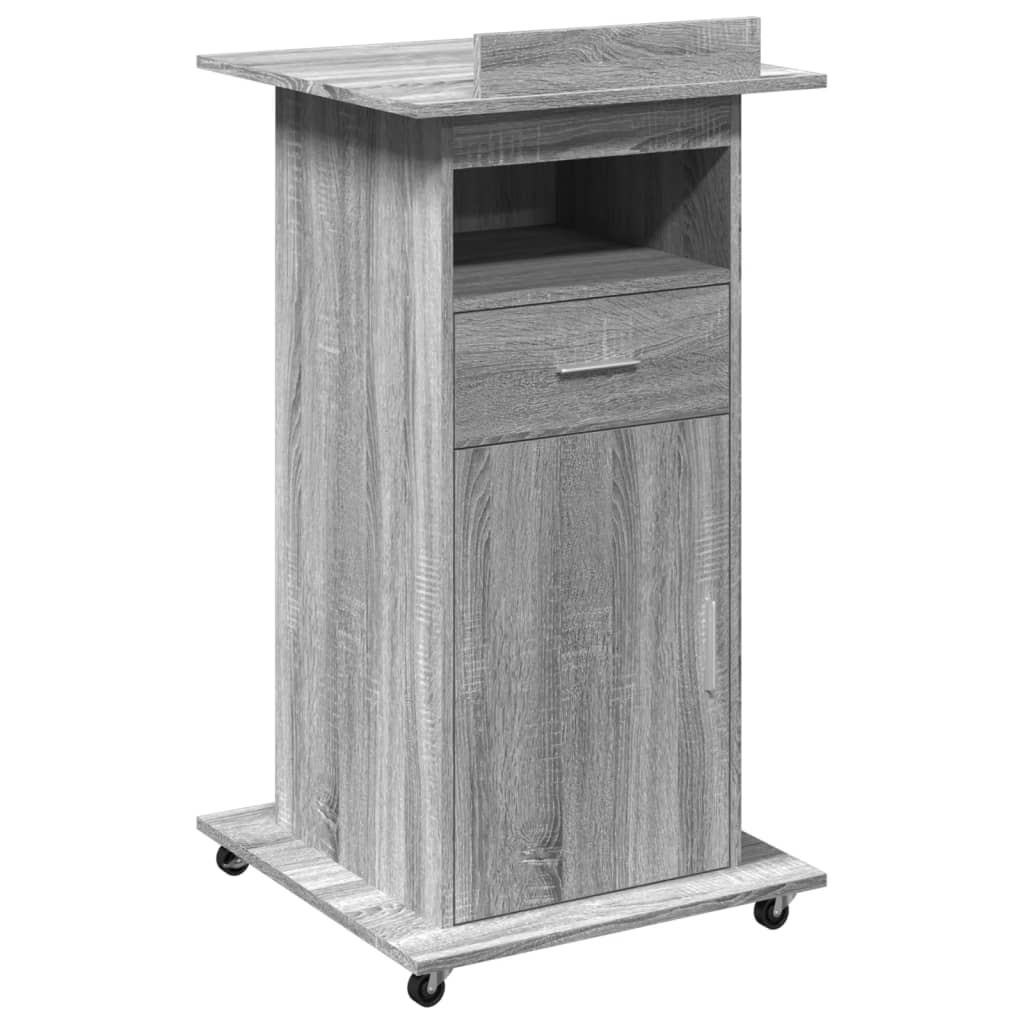 Pupitre avec roues et tiroir sonoma gris bois d'ingénierie Bureaux vidaXL