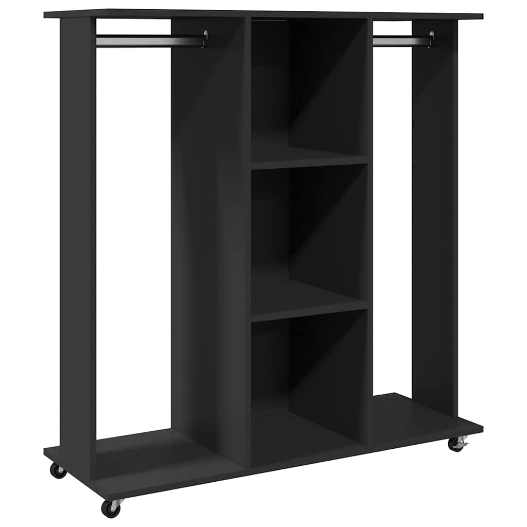 Garde-robe avec roues noir 102x38x110 cm bois d'ingénierie - XIOS