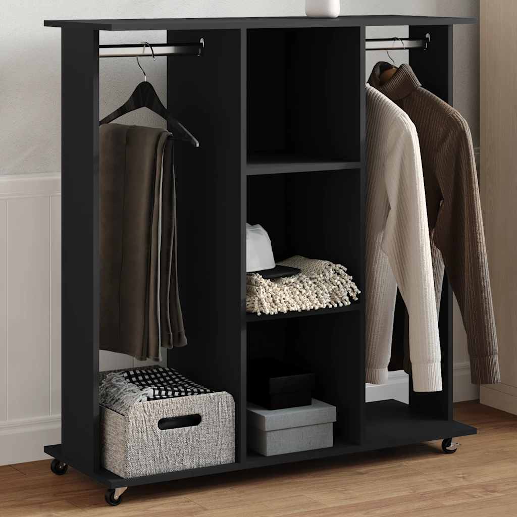 Garde-robe avec roues noir 102x38x110 cm bois d'ingénierie - XIOS