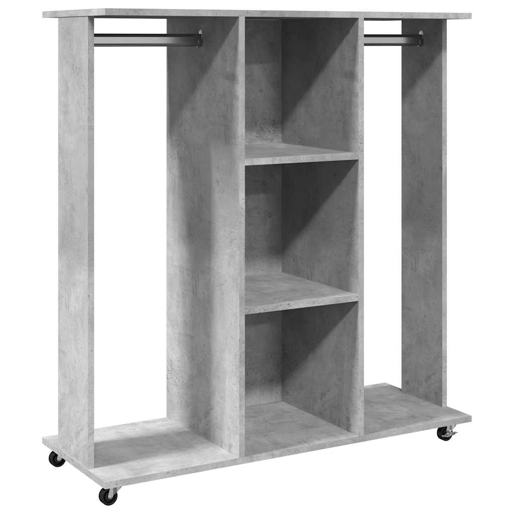 Garde-robe avec roues gris béton 102x38x110cm bois d'ingénierie - XIOS