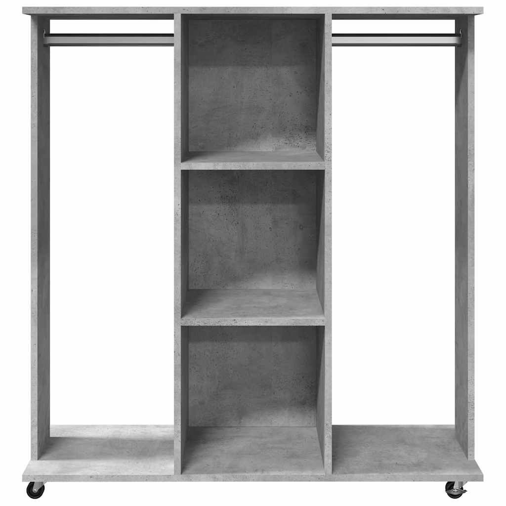 Garde-robe avec roues gris béton 102x38x110cm bois d'ingénierie - XIOS