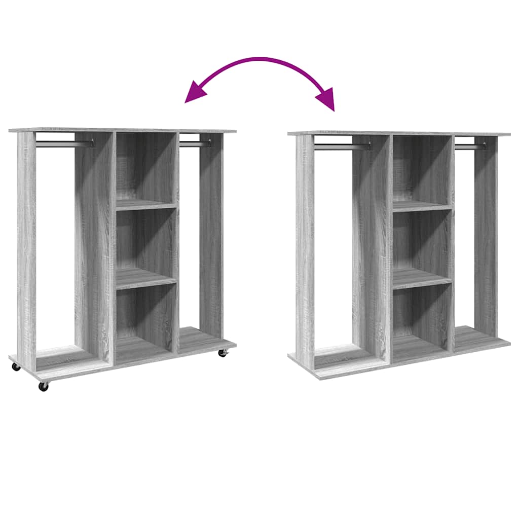 Garde-robe avec roues sonoma gris 102x38x110 cm bois ingénierie - XIOS