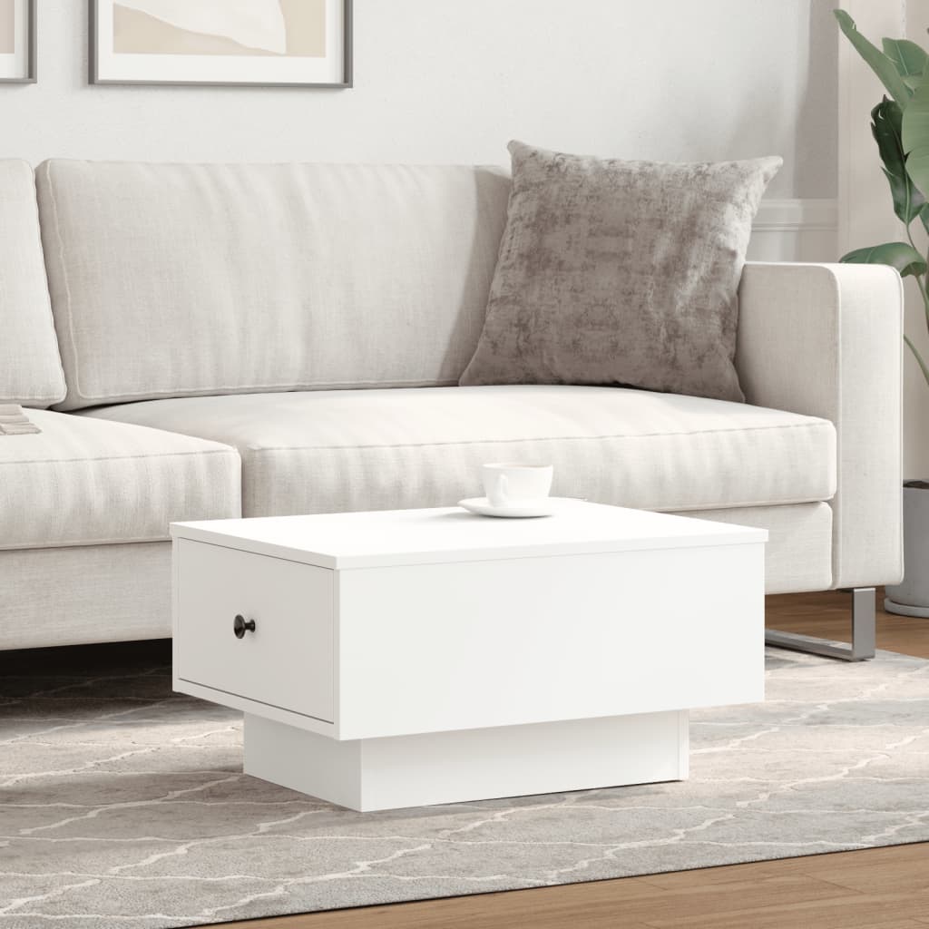 Table basse blanc 60x45x31 cm bois d'ingénierie - XIOS