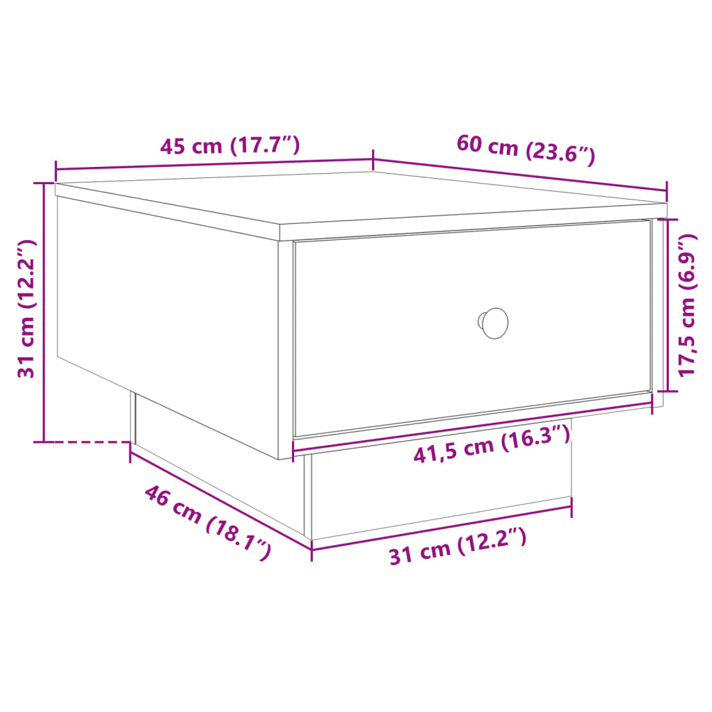 Table basse noir 60x45x31 cm bois d'ingénierie - XIOS