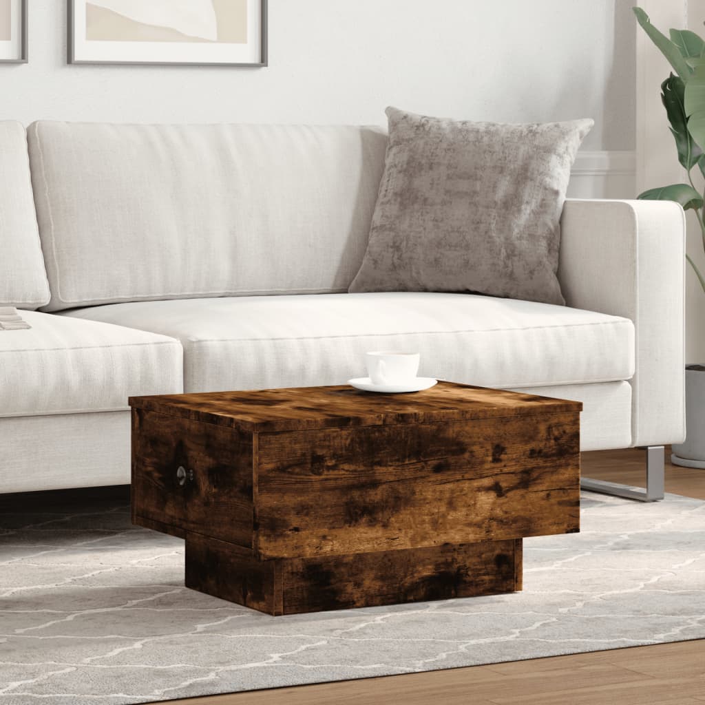 Table basse chêne fumé 60x45x31 cm bois d'ingénierie - XIOS