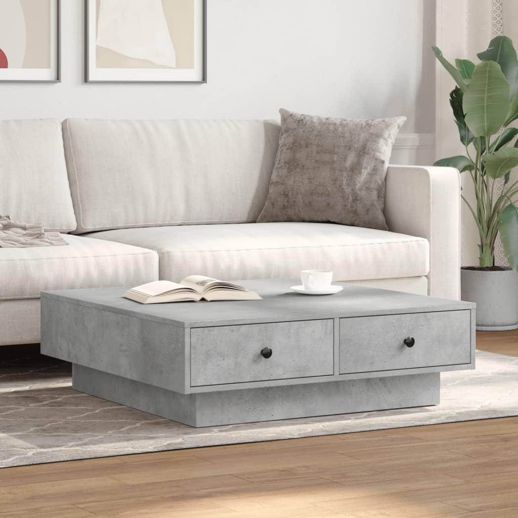 Table basse Gris béton 90x90x28 cm Aggloméré - XIOS