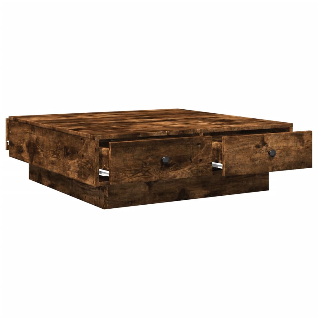 Table basse Chêne fumé 90x90x28 cm Bois d'ingénierie - XIOS