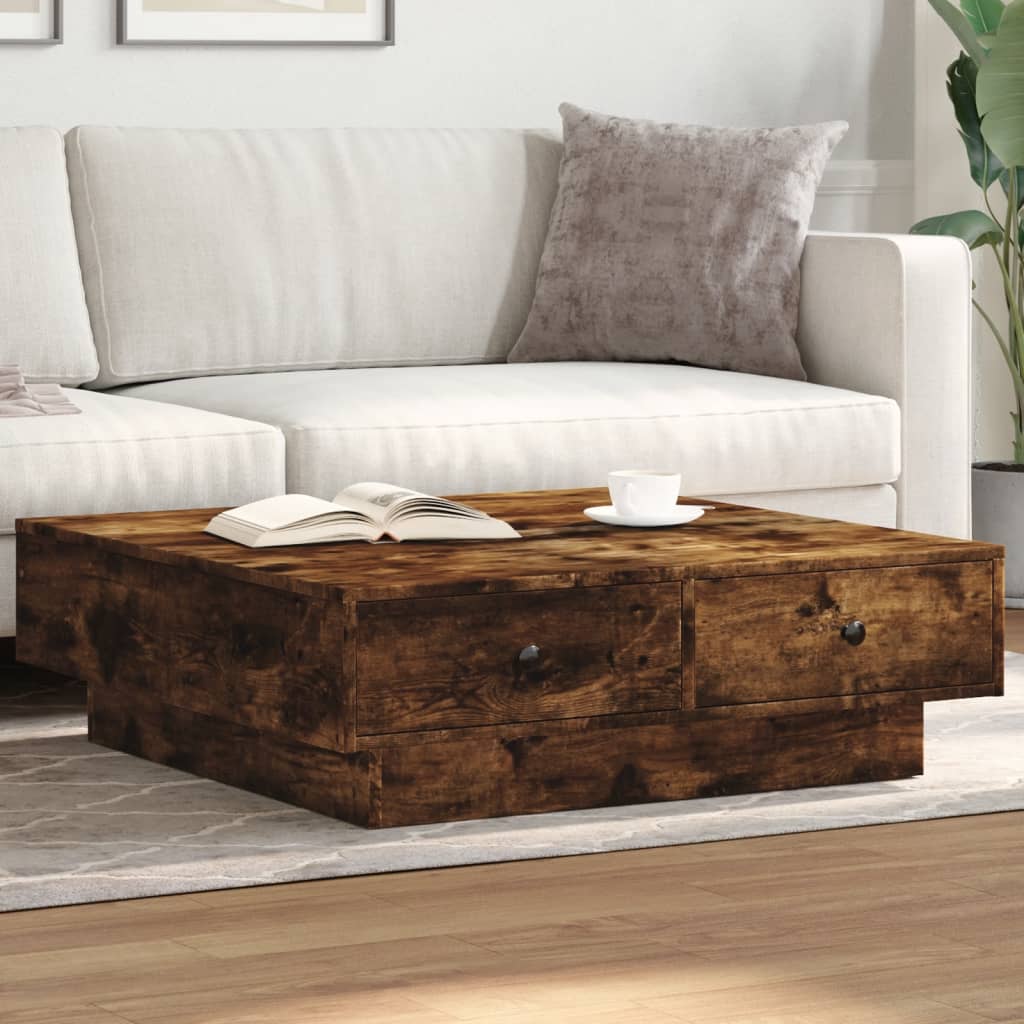 Table basse Chêne fumé 90x90x28 cm Bois d'ingénierie - XIOS