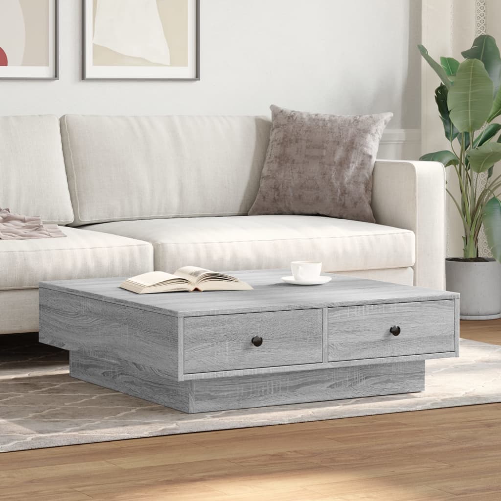 Table basse Sonoma gris 90x90x28 cm Bois d'ingénierie - XIOS