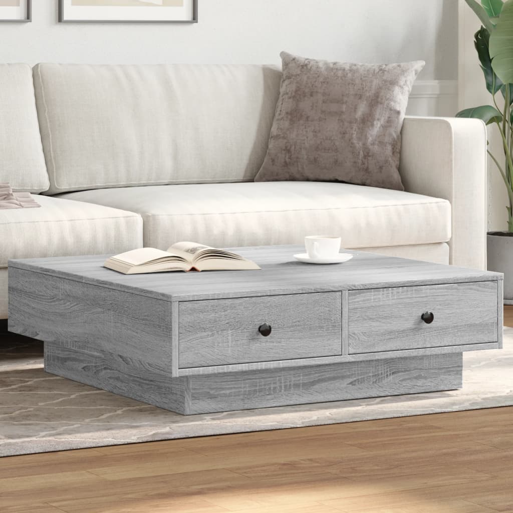 Table basse Sonoma gris 90x90x28 cm Bois d'ingénierie - XIOS