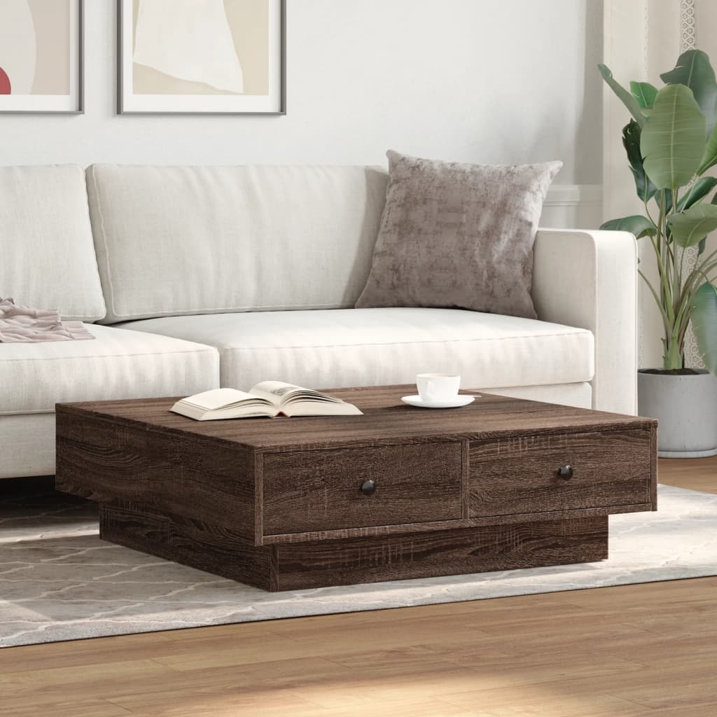 Table basse Chêne marron 90x90x28 cm Bois d'ingénierie - XIOS