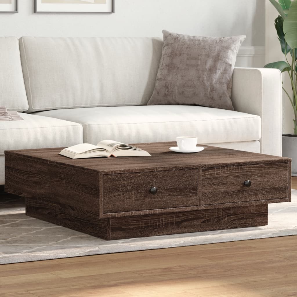 Table basse Chêne marron 90x90x28 cm Bois d'ingénierie - XIOS
