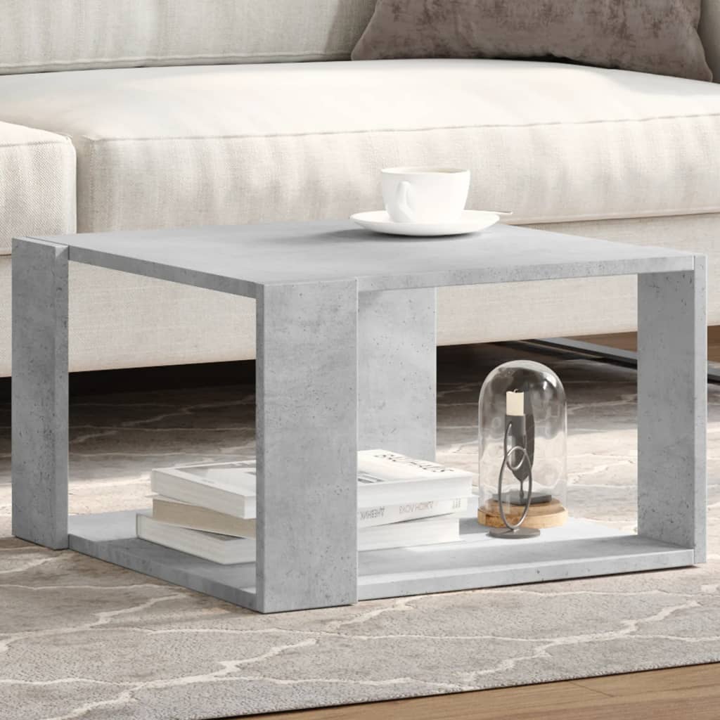 Table basse gris béton 51,5x51,5x30 cm bois d'ingénierie - XIOS