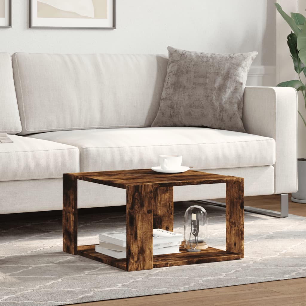 Table basse chêne fumé 51,5x51,5x30 cm bois d'ingénierie - XIOS