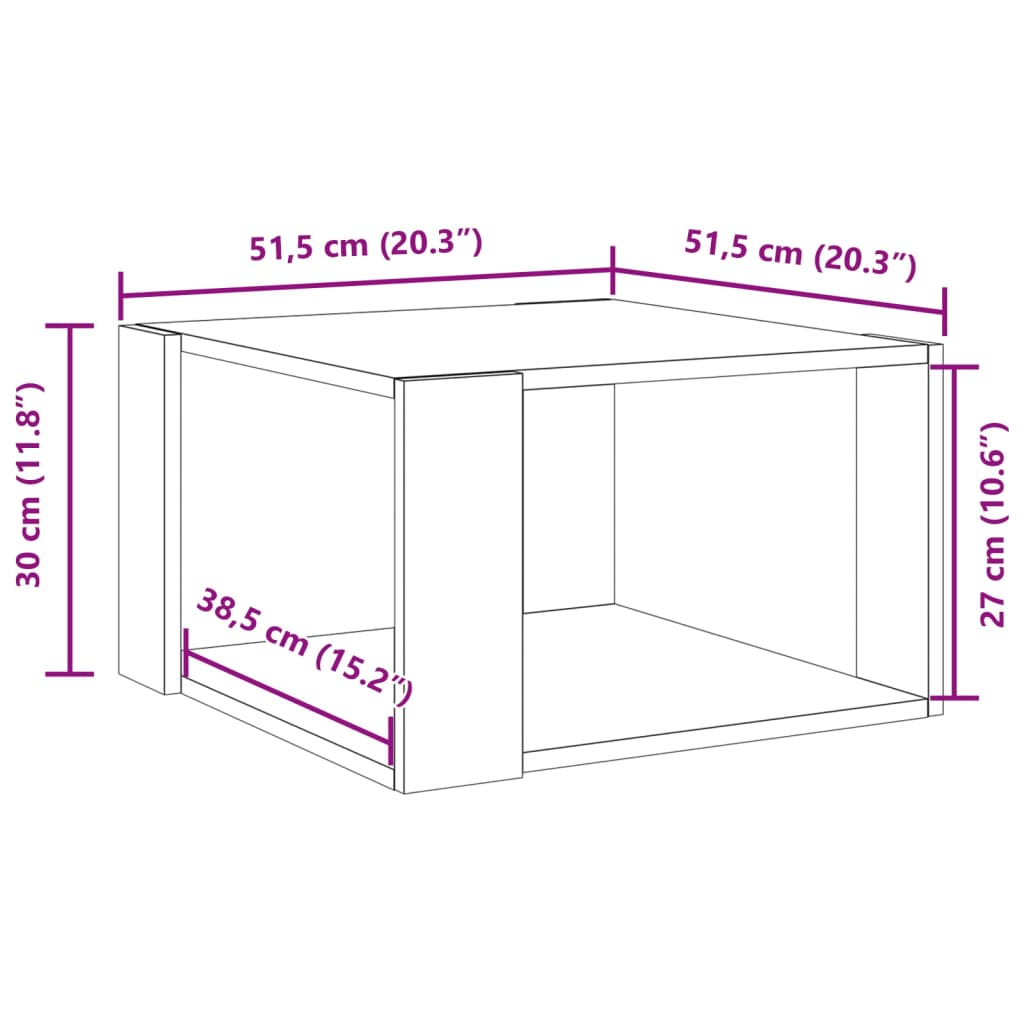 Table basse chêne marron 51,5x51,5x30 cm bois d'ingénierie - XIOS