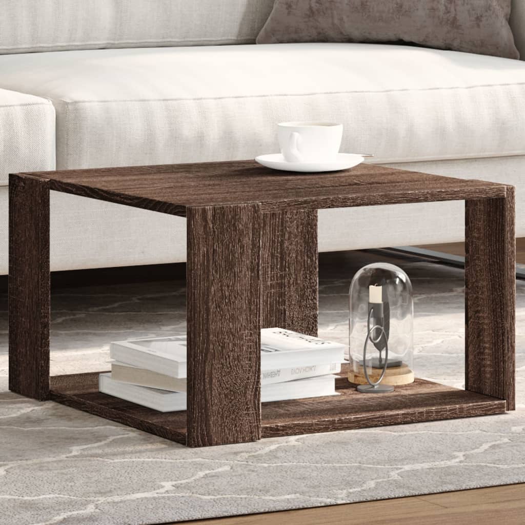 Table basse chêne marron 51,5x51,5x30 cm bois d'ingénierie - XIOS