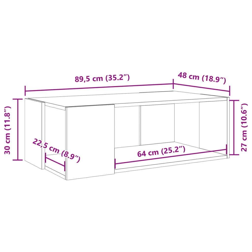 Table basse gris béton 89,5x48x30 cm bois d'ingénierie - XIOS