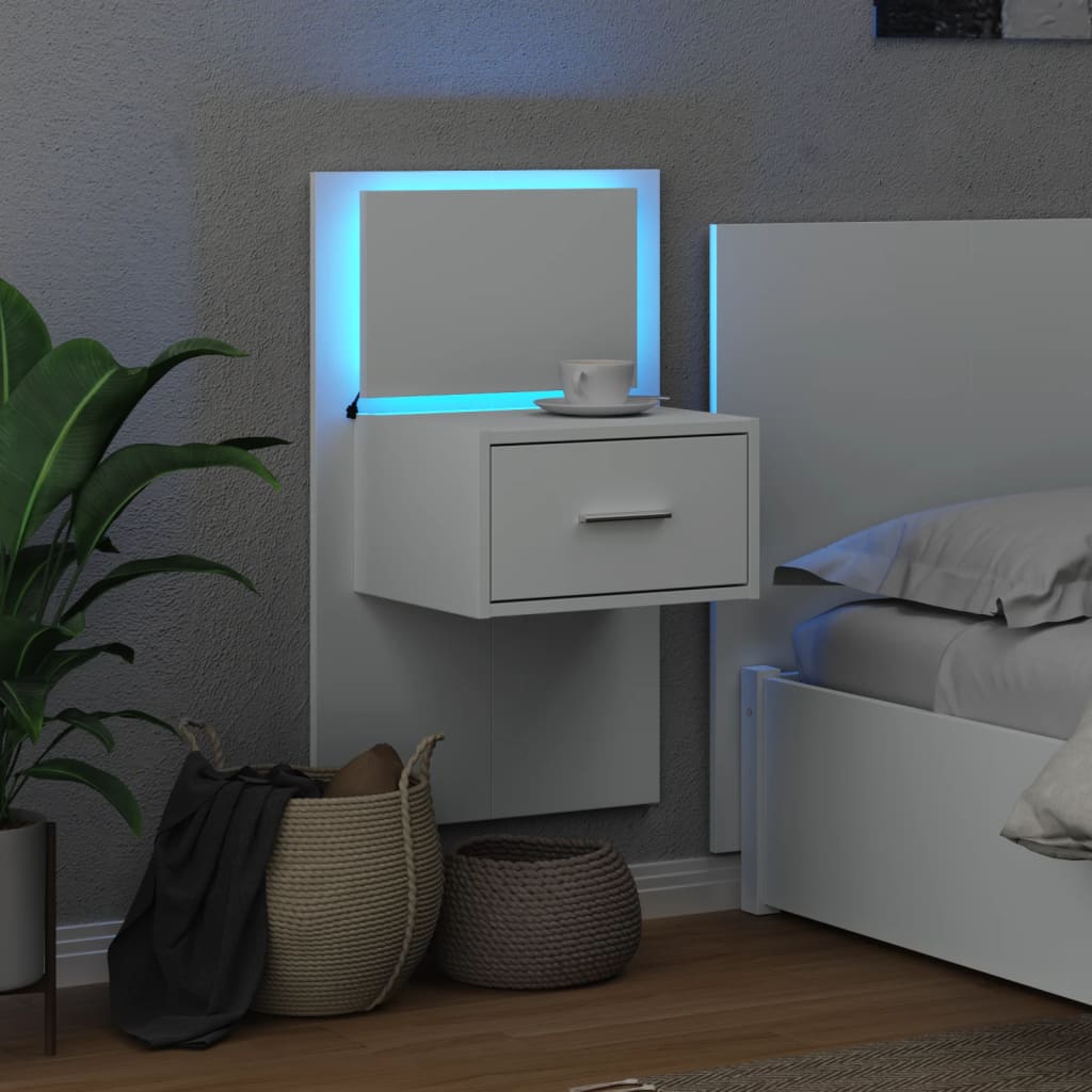 Table de chevet murale avec lumières LED blanc - XIOS