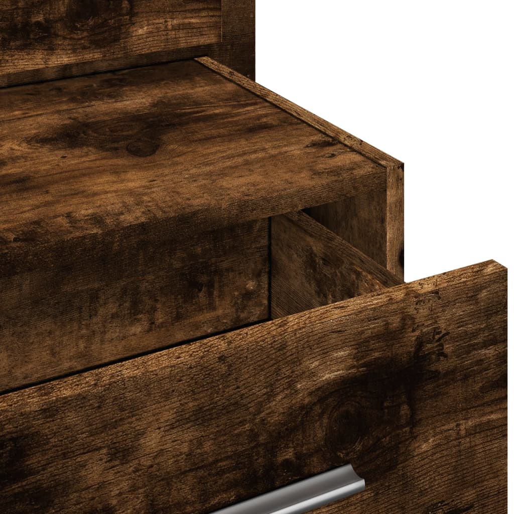 Tables de chevet murales avec lumières LED 2 pcs chêne fumé - XIOS