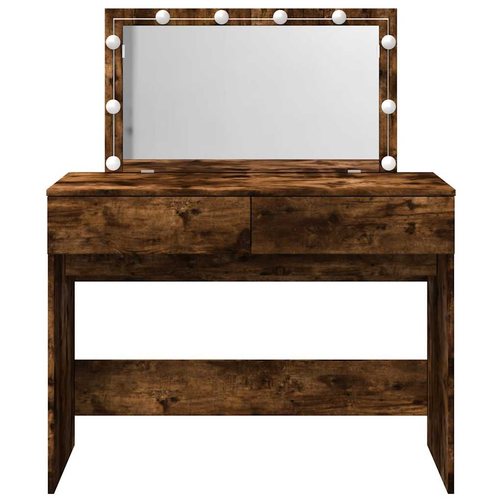 Coiffeuse avec LED chêne fumé 100x40x120 cm - XIOS
