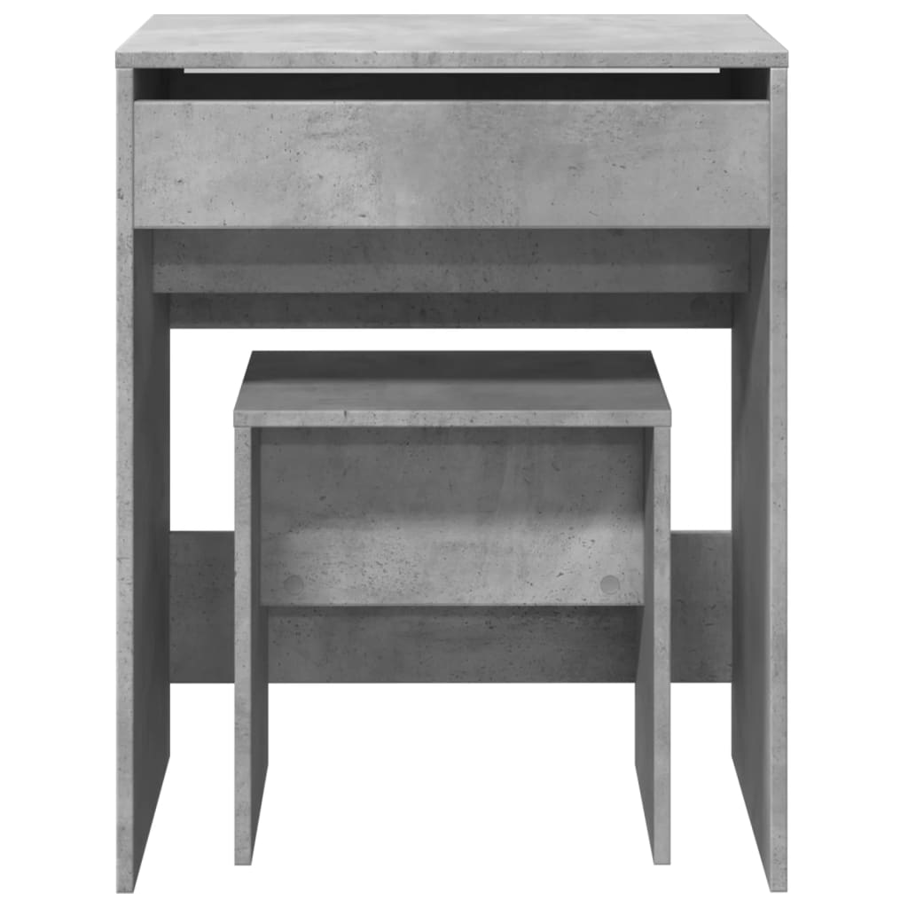 Coiffeuse et tabouret gris béton 60x40x113,5 cm - XIOS