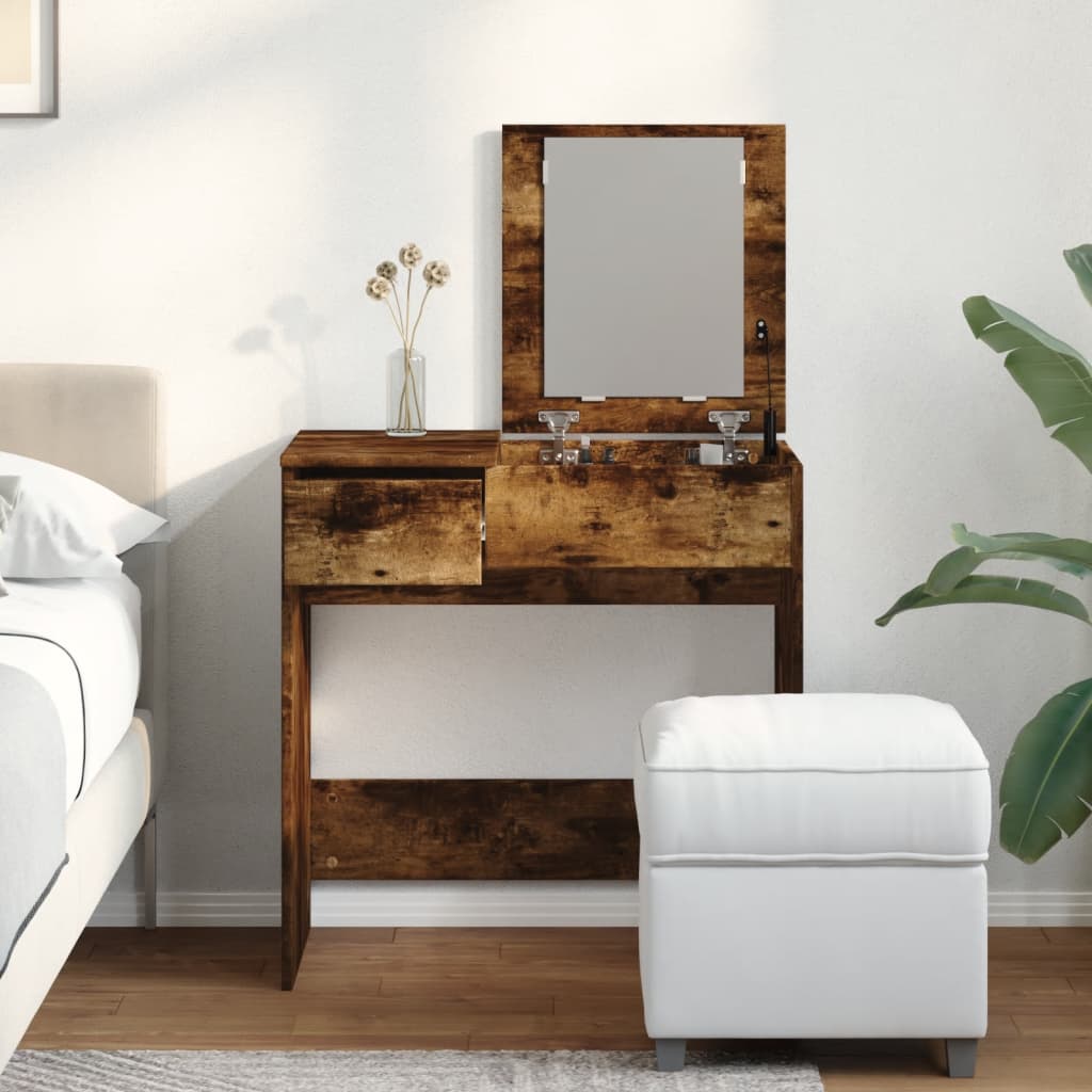 Coiffeuse avec miroir chêne fumé 73x46,5x120 cm - XIOS
