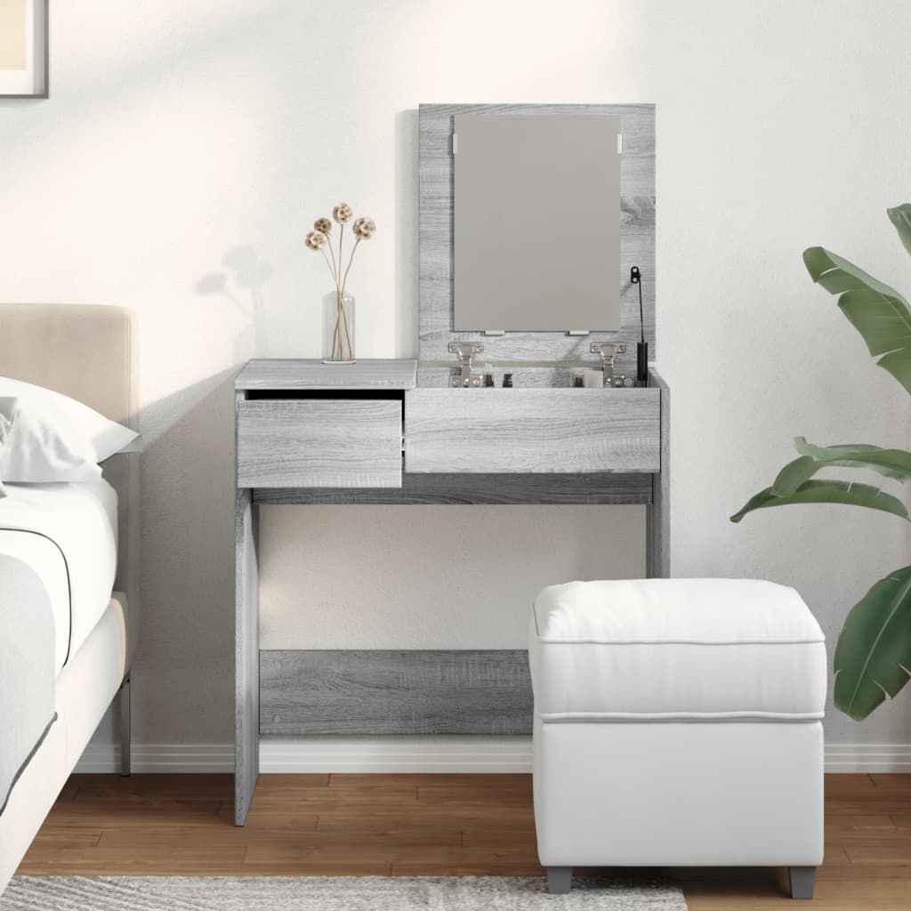 Coiffeuse avec miroir sonoma gris 73x46,5x120 cm - XIOS
