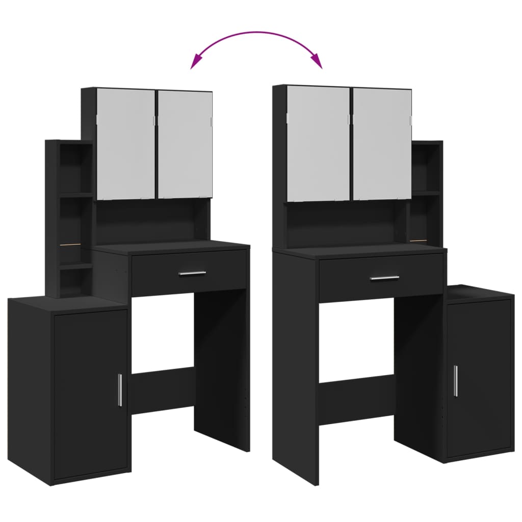 Coiffeuse avec armoire noir 80x35x132 cm - XIOS