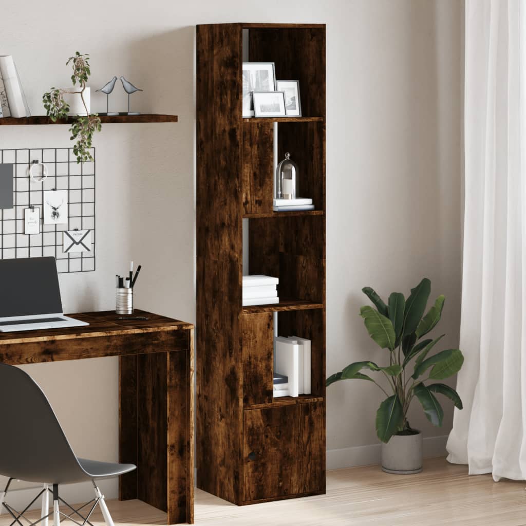 Bibliothèque chêne fumé 40x36x189 cm bois d'ingénierie - XIOS