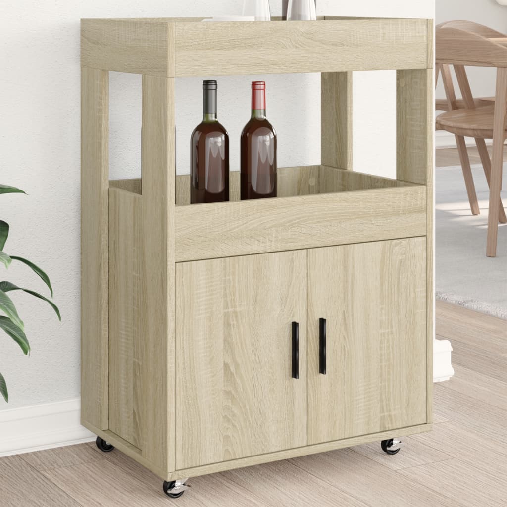 Chariot de bar chêne sonoma 60x39,5x89 cm bois d'ingénierie - XIOS