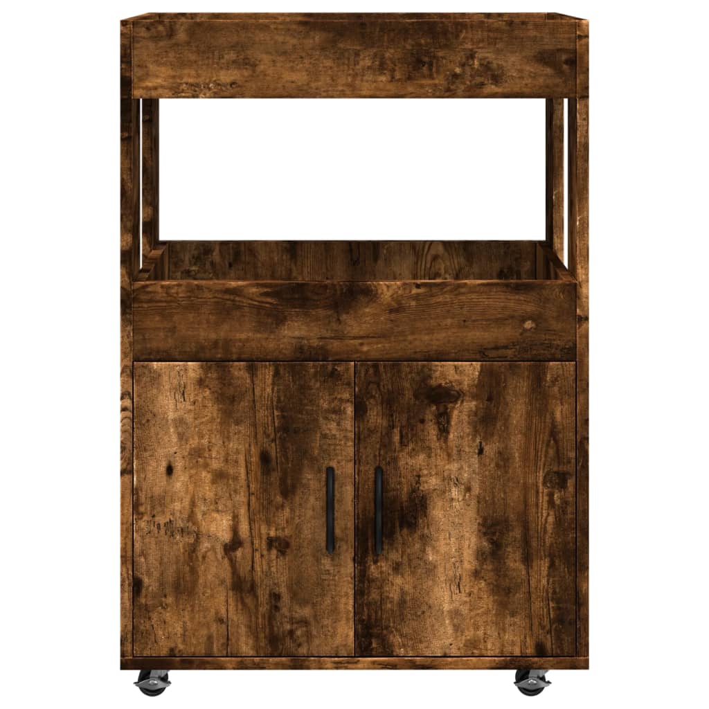 Chariot de bar chêne fumé 60x39,5x89 cm bois d'ingénierie - XIOS