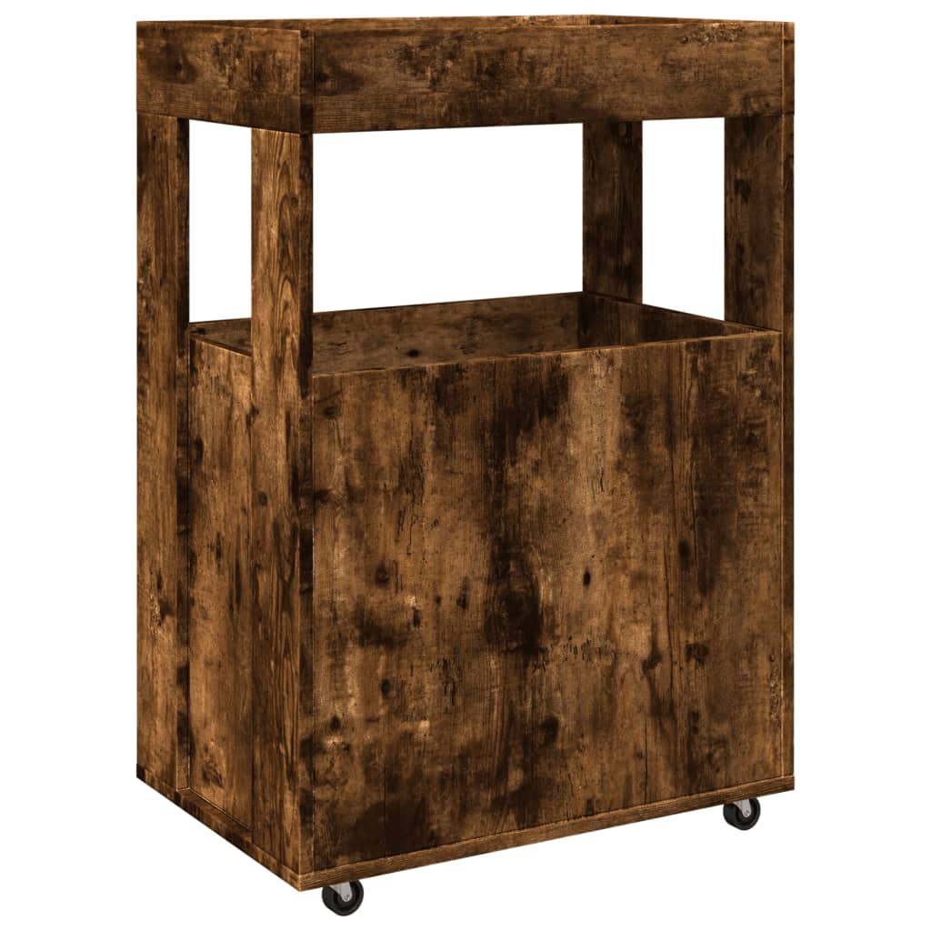 Chariot de bar chêne fumé 60x39,5x89 cm bois d'ingénierie - XIOS