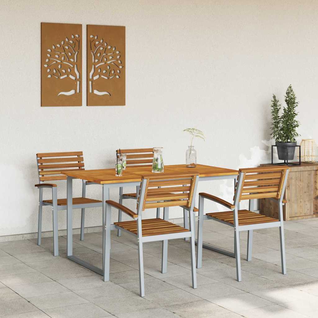 Ensemble de salle à manger pour jardin 5 pcs Gris - XIOS