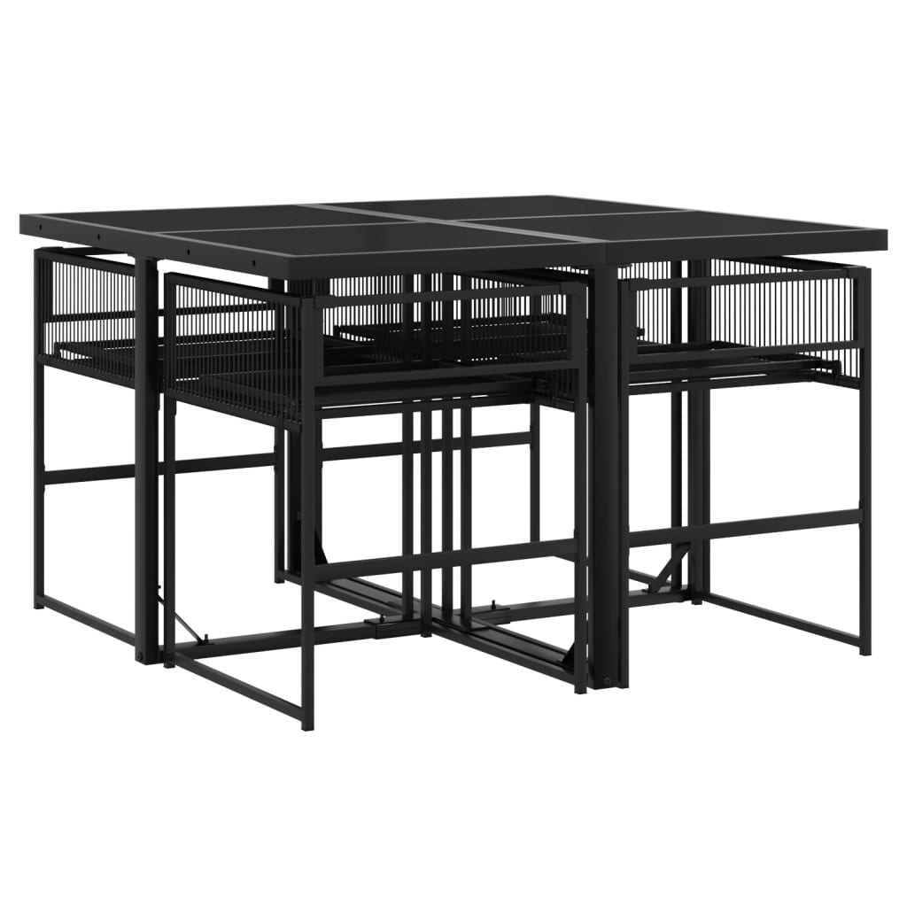 Ensemble à manger de jardin coussins 5pcs noir résine tressée - XIOS