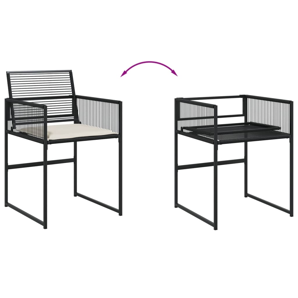Ensemble à manger de jardin 9pcs coussins noir résine tressée - XIOS