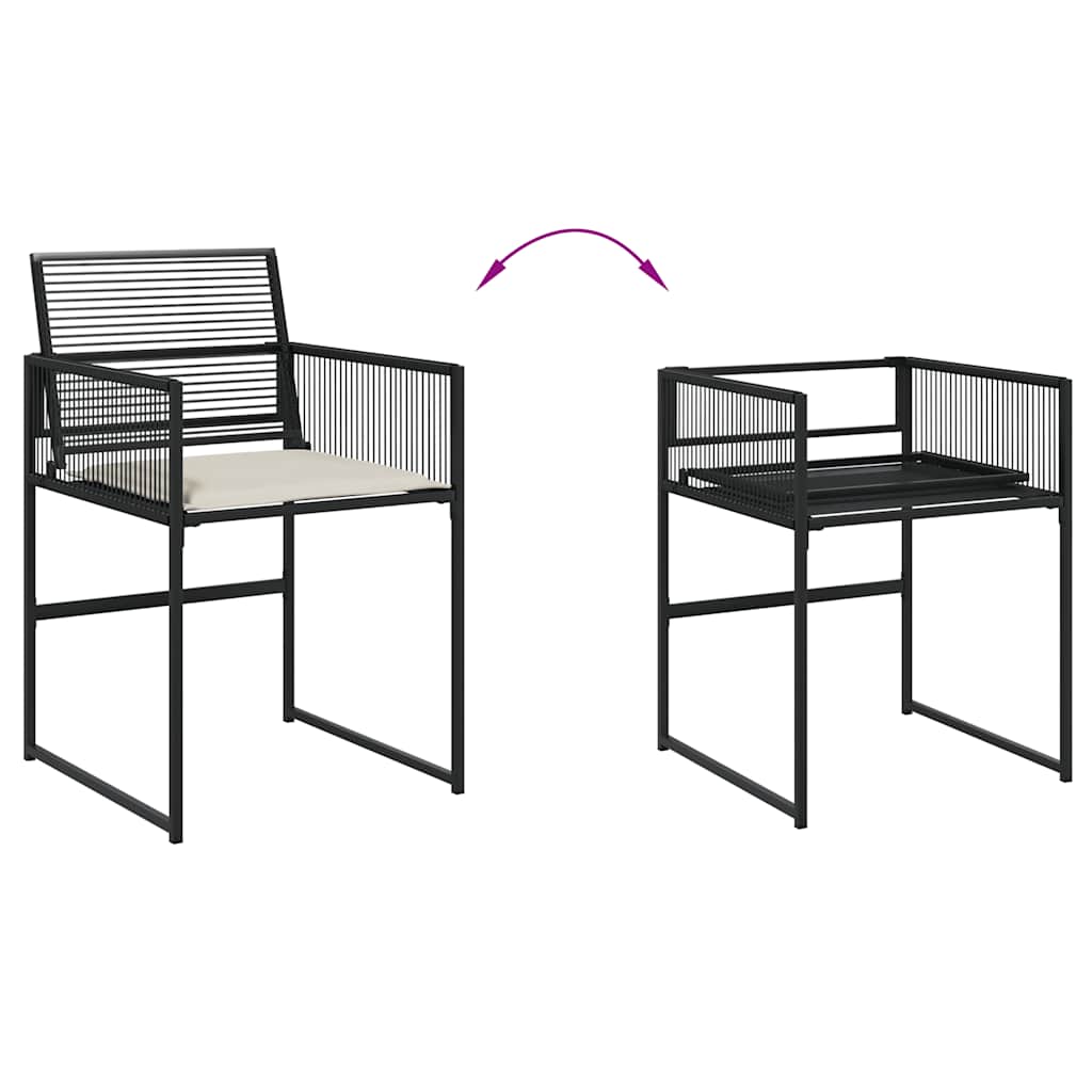 Ensemble à manger de jardin 9pcs coussins noir résine tressée - XIOS