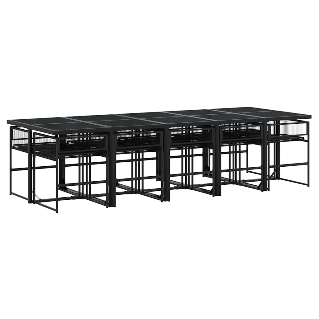 Ensemble à manger de jardin 11 pcs coussins noir résine tressée - XIOS