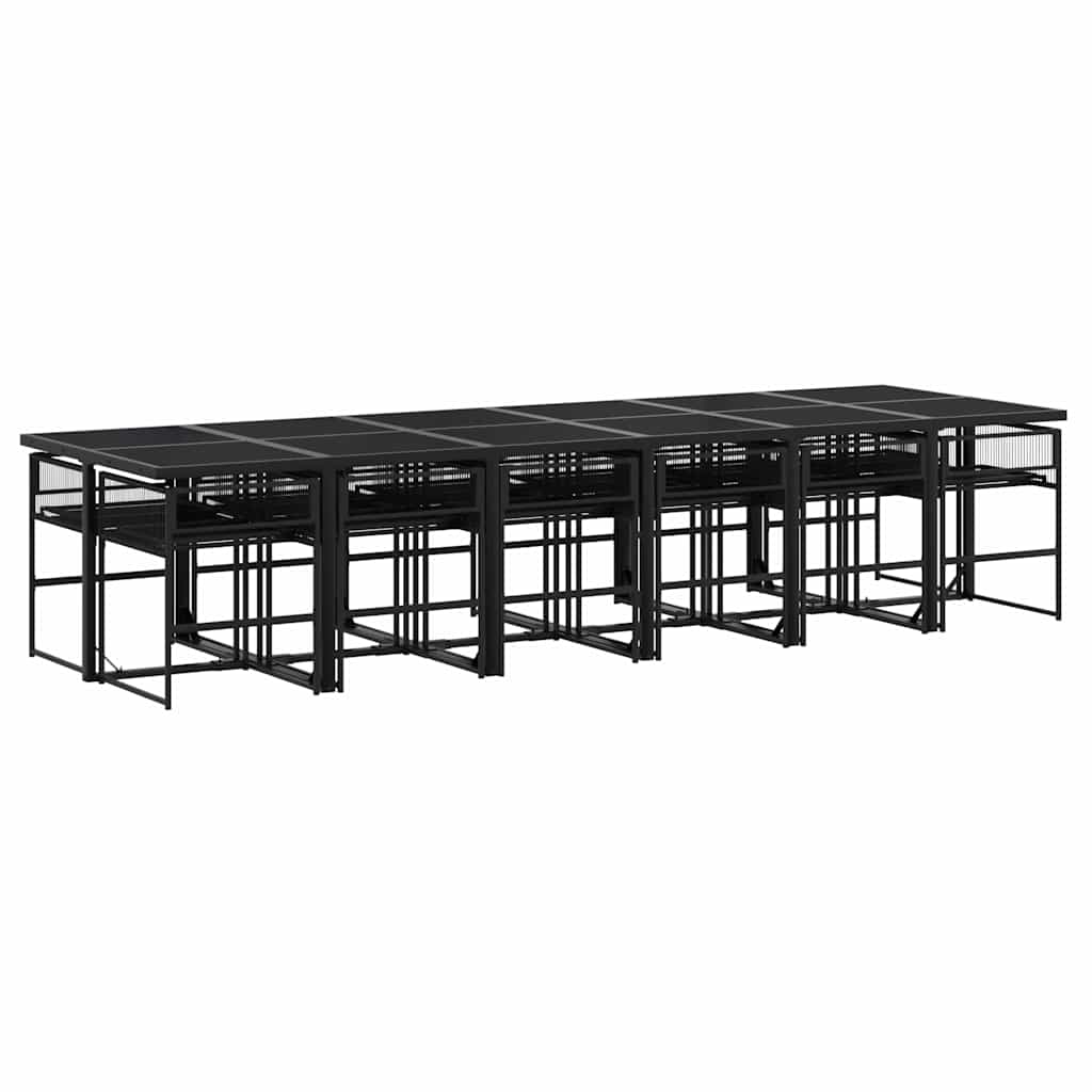 Ensemble à manger de jardin 13 pcs coussins noir résine tressée - XIOS