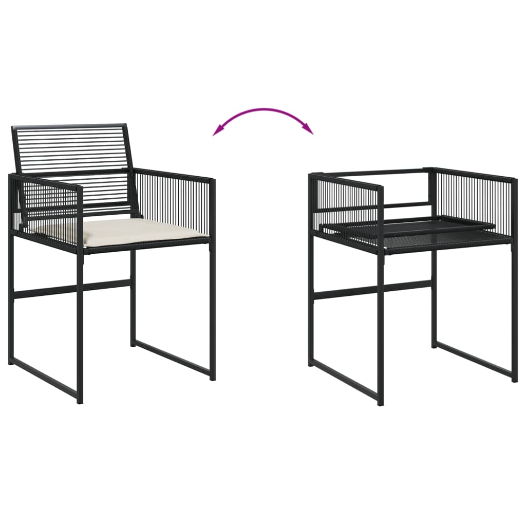 Ensemble à manger de jardin 9pcs coussins noir résine tressée - XIOS