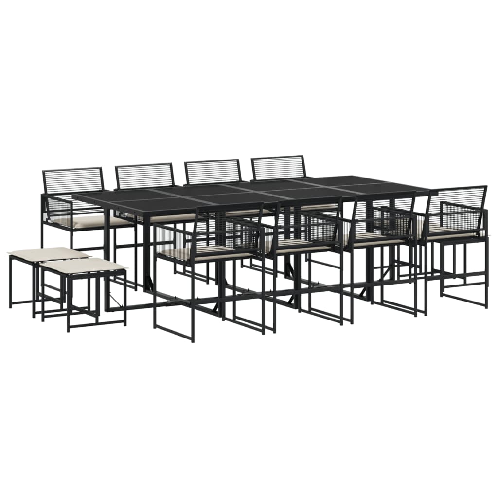 Ensemble à manger de jardin 13 pcs coussins noir résine tressée - XIOS