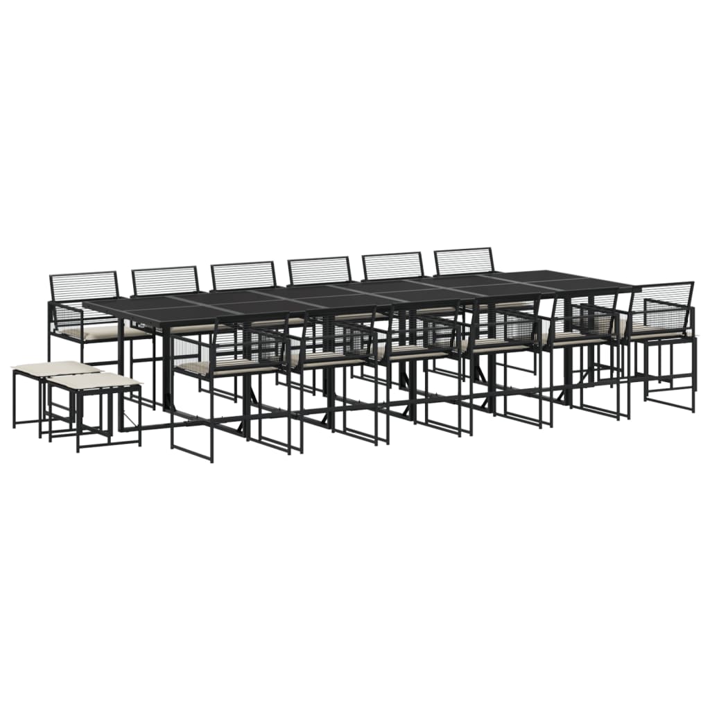 Ensemble à manger de jardin 17 pcs coussins noir résine tressée - XIOS